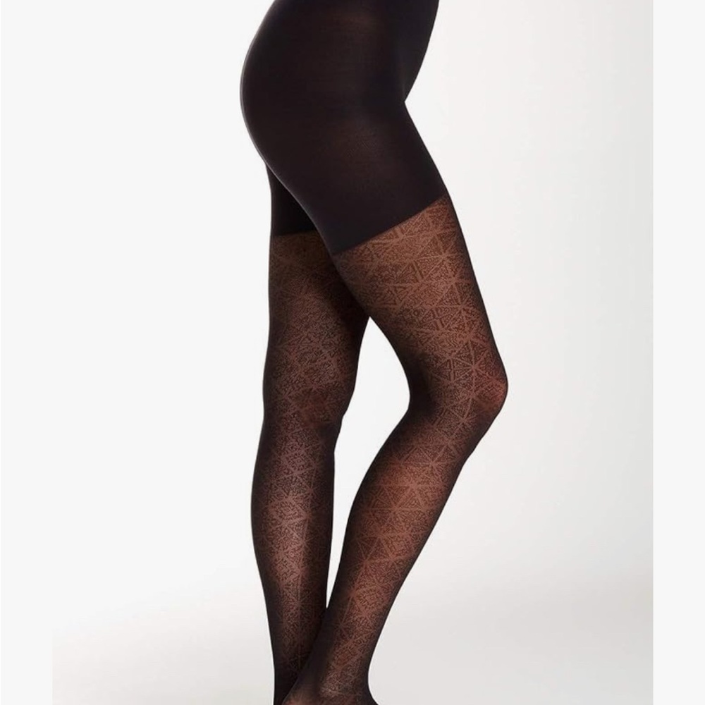 Star Power by Spanx Nouveau A Elegant Black Patterned Tights